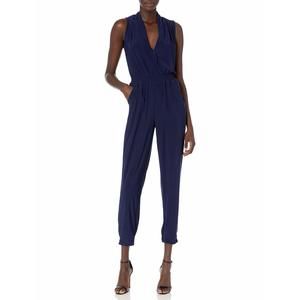 Laundry By Shelli Segal Women's Matte Jersey Athleisure Jumpsuit, Navy, 4